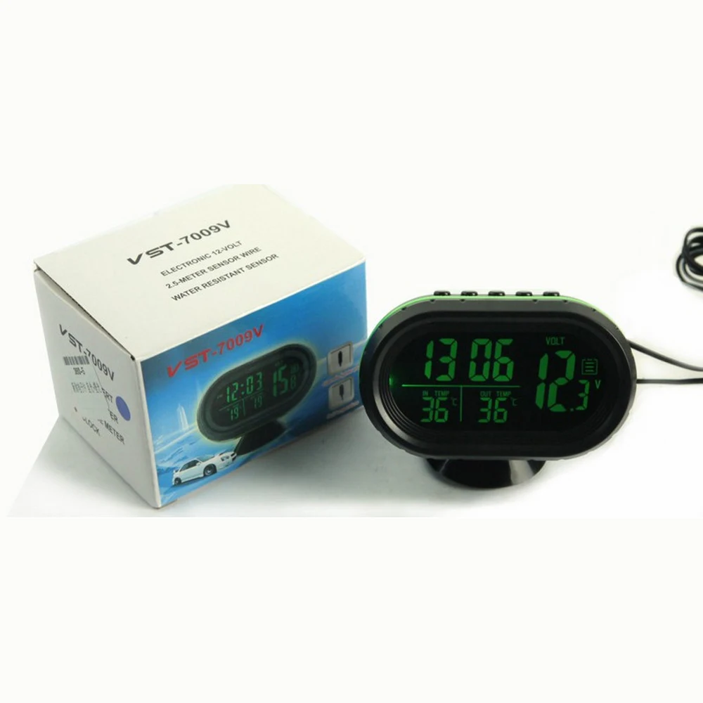 

12V -24V Time Date Dual Temperature Auto Digital Car Thermometer Voltage Meter Monitor Luminous Clock