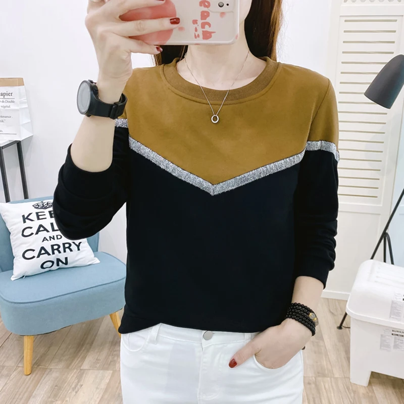 Shintimes 2022 Striped Sweatshirt Women Spring Autumn Pullover Colorblock Long Sleeve Top Korean Clothes White Vetement Femme