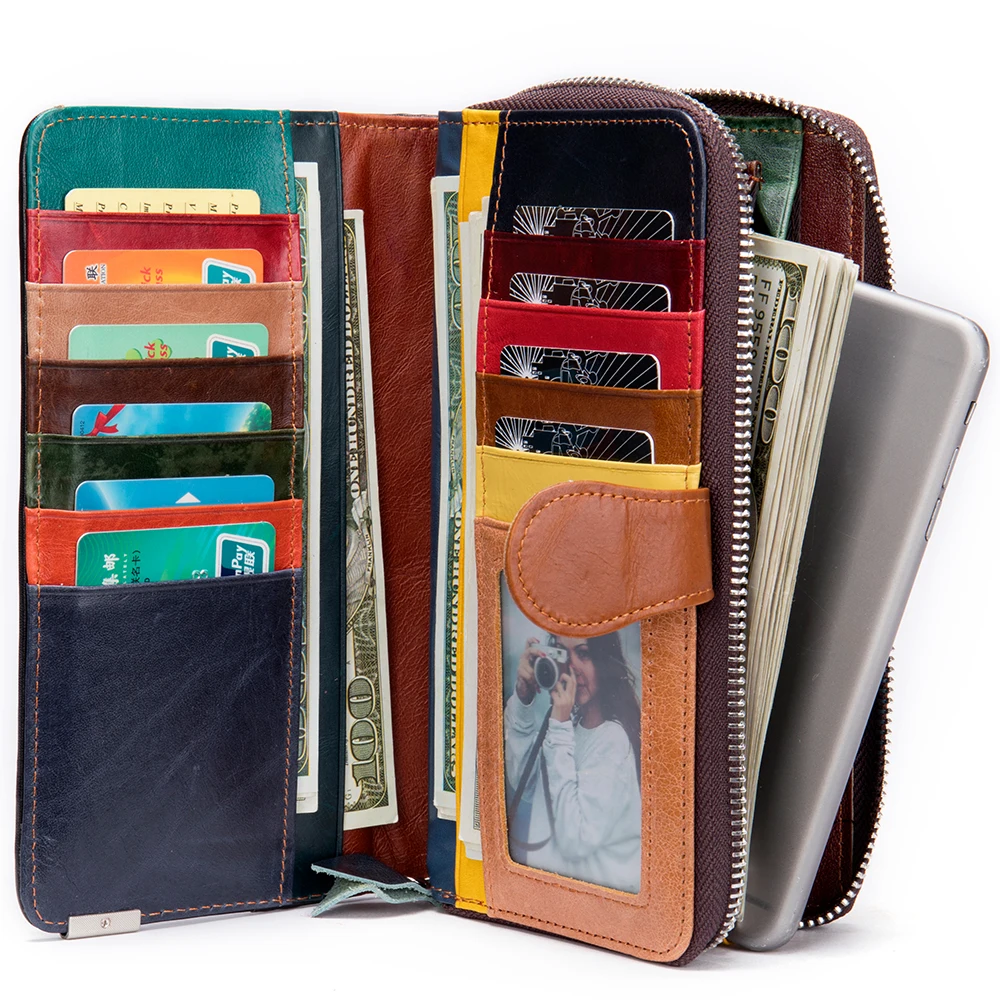 WESTAL - محفظة جلدية نسائية ملونة، مزودة بجيب للعم...