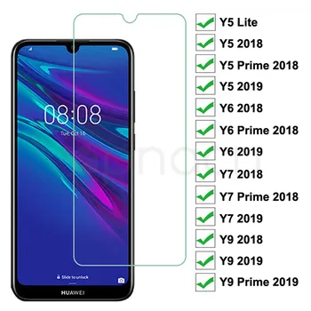 Перейти на Алиэкспресс и купить Закаленное стекло 9H для Huawei Y5 Lite Y5 Y6 Y7 Prime 2018 2019 Защитная пленка для экрана Y9 2018 Prime 2019