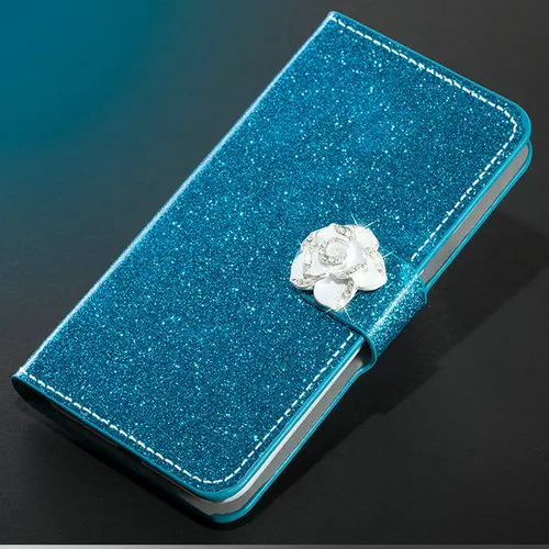 Blue with camellia Чехол для huawei Honor 7X 7A 7C 8X8 S 8A 8C Pro Y9 книга флип для женщин Девушка блестящая кожа кожаный чехол-футляр - Цвет: Blue with camellia