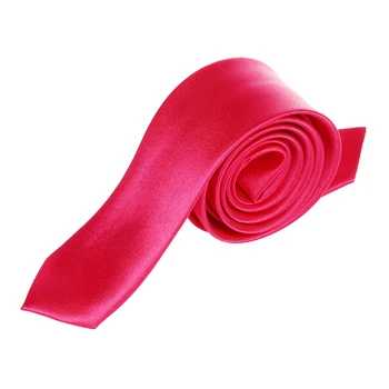 

Unisex Leisure Tie Skinny Narrow Tie - Solid Shocking rose Red