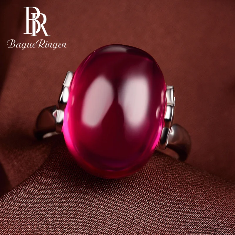 Bague Ringen, винтажные трендовые серебряные ювелирные изделия из натуральной 925 пробы, очаровательные кольца с красным Рубином для женщин, свадебные сувениры и подарки