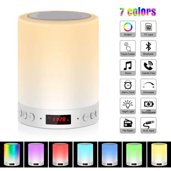 

Colorful Night Light With Bluetooth Speaker Smart Portable Wireless Touch Control Desk Table Lamp TF Card Color LED Luminaria