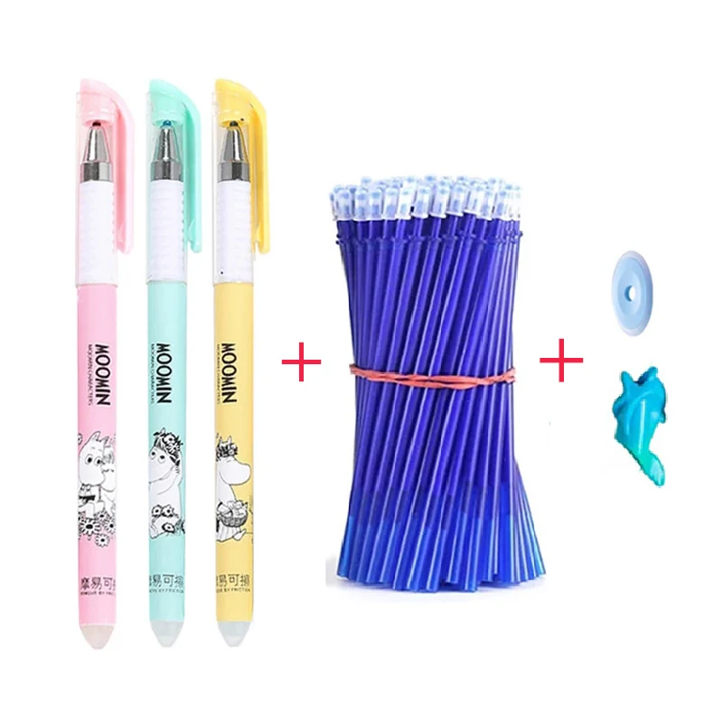 53 Pcs/Set Erasable Gel Pen Set Washable Handle 0.5mm Black/blue Ink Pens Refill Rod for School Office Supplies Gift | Канцтовары для