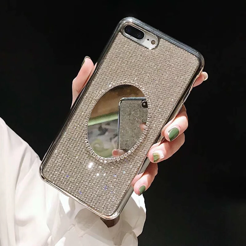 Блестящий чехол со стразами для iphone XS MAX XR 10X7 8 Plus 6 6s мягкая Бриллиантовая