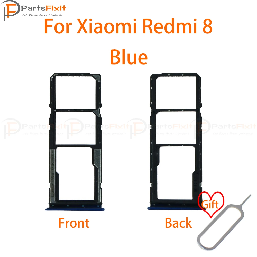 Лоток для sim-карт для Redmi8, слот для sim-карты, держатель для карт, слот для карт, адаптер для Redmi 8, запасные части с бесплатной булавкой для извлечения - Цвет: Blue