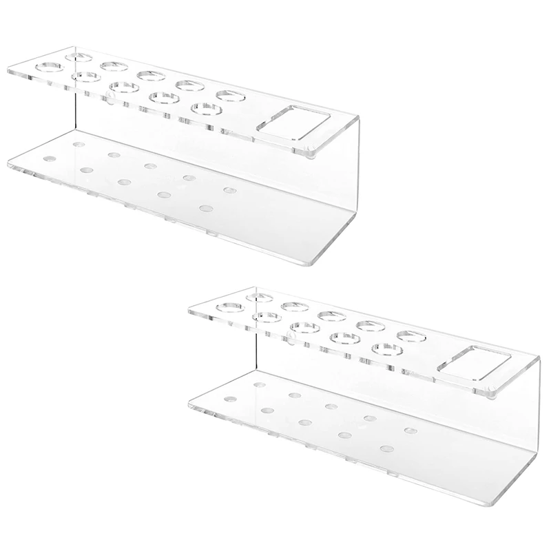

Wall-Mounted Clear Acrylic 10-Slot Dry Erase Marker Holder, 6 Slot Clear Eraser Marker Organizer for Office School Home, Set of