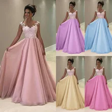 BacklakeGirls Новое поступление сексуальное шифоновое вечернее платье с v-образным вырезом без рукавов контрастного цвета кружевное платье принцессы De Soiree