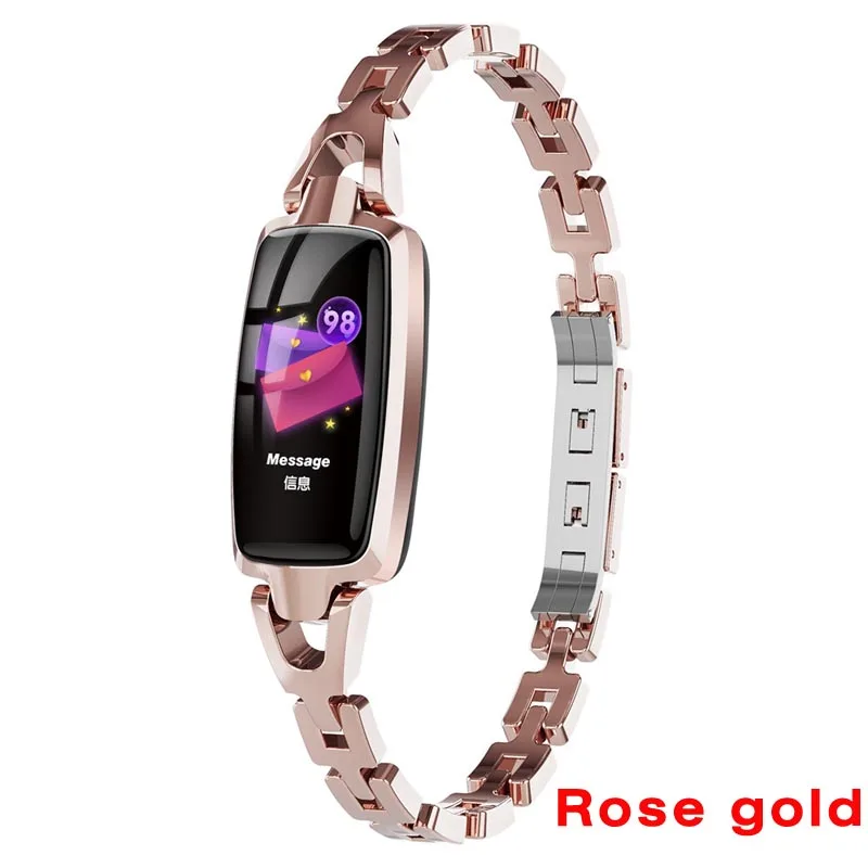 DR66 Смарт-часы для женщин монитор сердечного ритма Bluetooth IP67 Водонепроницаемый фитнес-трекер умный браслет Android IOS Телефон - Цвет: rose gold