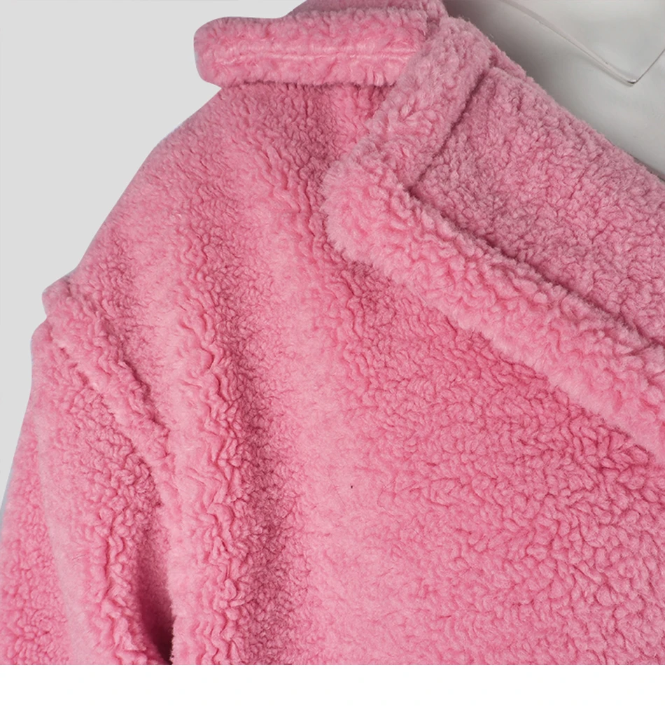 Плюшевый мишка пальто из искусственного меха зимнее толстое теплое пальто из овчины для женщин длинные карманы размера плюс пальто Женская плюшевая одежда