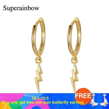 

SUPERAINBOW 925 Sterling Silver New Tiny Hoop Earrings with Wave Charm for Women Geometric Huggie Jewelry Wedding Gifts SR-E225