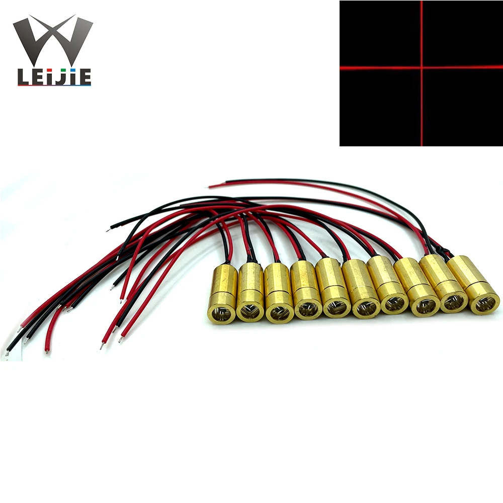 10pcs 5V 650nm 5mW 9mm Cross Line Dot 9*21mm Industrial MINI Red Locate Laser Head LD Module Laser Module Medical positioning 650nm 5mw nonfocusable head red line cross laser diode module for positioning locating 09x18mm