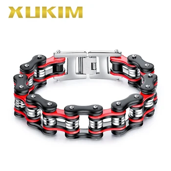 

Xukim Jewelry 17mm Wide Cool Fashion Design Bicycle Chain Motorcycle Bracelet