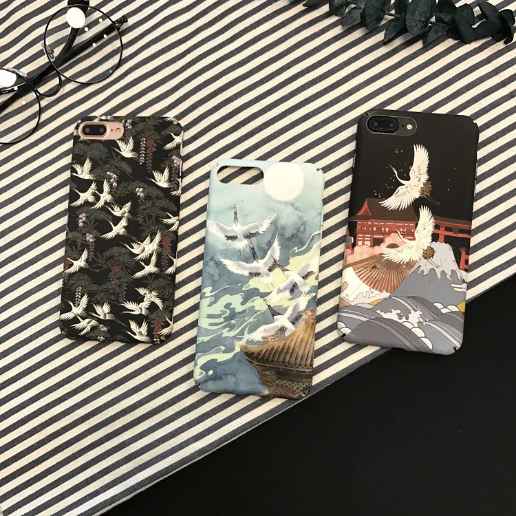 Модный Красочный чехол для телефона с японским журавлем и птицей iPhone 11 Pro Max X XS XR 7