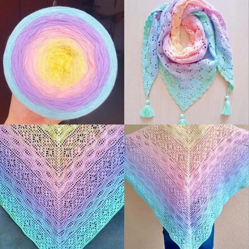

300g 100% Organic Cotton Blend Yarn spring/summer Cake yarn Gradient Color Crochet shawl blanket DIY Hand-woven Yarn XJ07