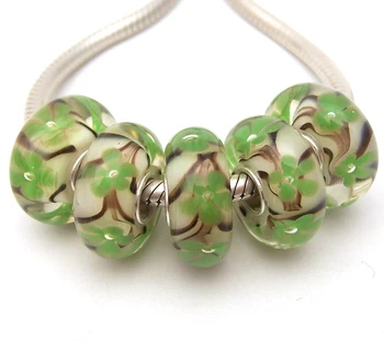 

JGWG1705 5X 100% Authenticity S925 Sterling Silver Beads Murano Glass beads Fit European Charms Bracelet diy jewelry Lampwork