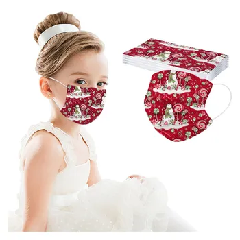 

20PC Children's Christmas Three-Layer Disposable Protective Cartoon Printing Mask for Kids Scarf Face Mouth Mask mondkapjes