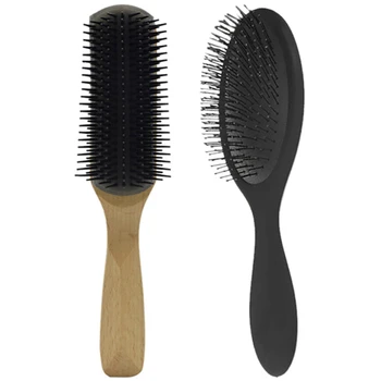 

2Pcs Salon Detangling Hair Comb for Women Men Hair Bush Tangle Wet Dry Bristles Handle Tangle - 22 X 5.5Cm & 22 X 7Cm