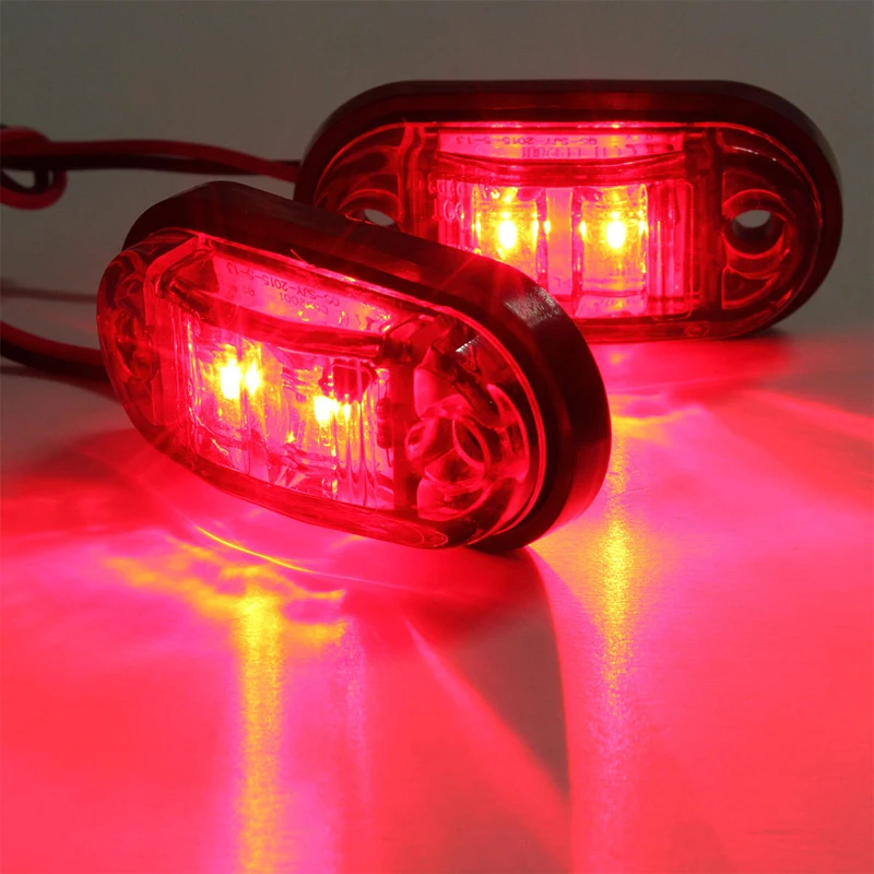 2PCS Amber Warning Light LED Diode Light Oval Clearance Trailer Truck  White Red LED Side Marker Lamp 12V 24V truck accessories images - 6