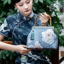 Alasir Hibiscus бамбуковая ручка китайский стиль женские сумки Чонсам женская сумка винтажные цветы сумки на плечо Национальный