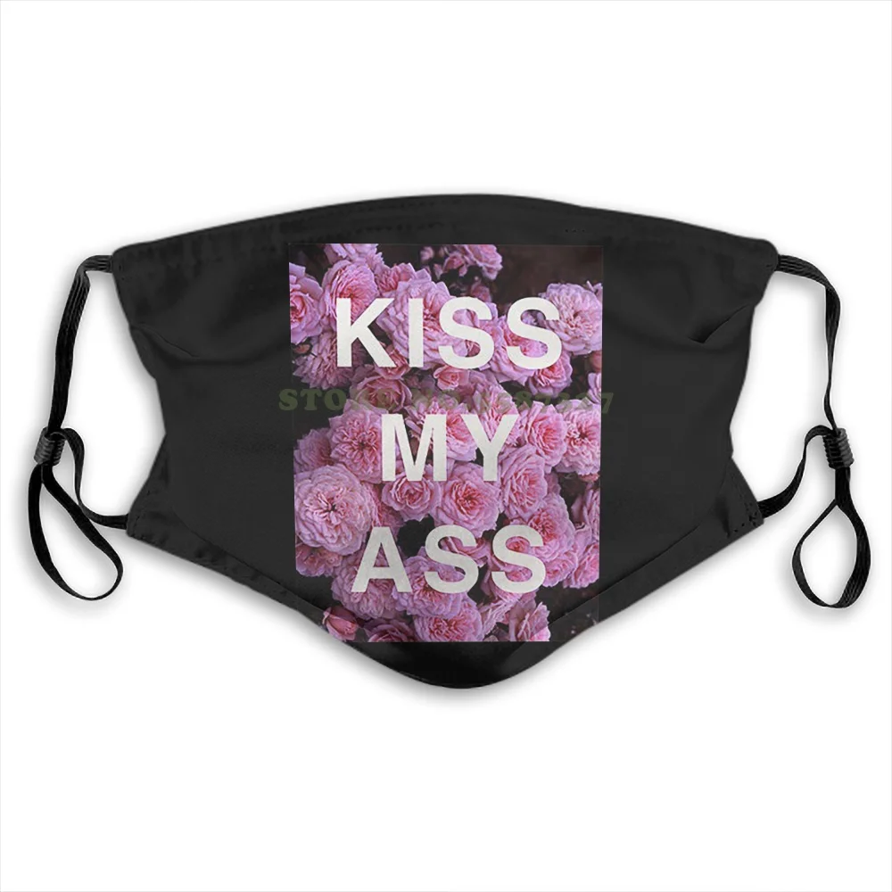 Лицевая маска для женщин Kiss My Ass Mon Cul фраза развлечение цветок Роза логотип
