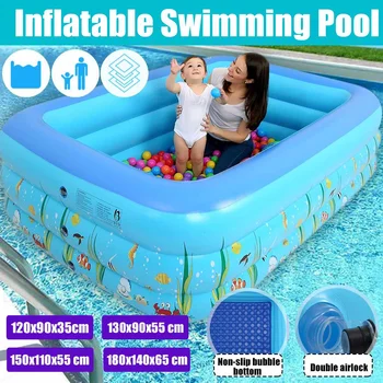 

1.2-1.8m Kids Inflatable Pool High Quality Children's Home Use Paddling Pool Large Size Inflatable Square Swimming Pool for Baby