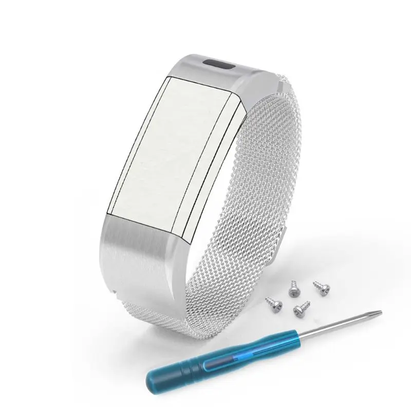 Магнитный ремешок для часов из нержавеющей стали для Garmin Vivosmart HR+ Approach X10 X40 - Цвет: Серебристый