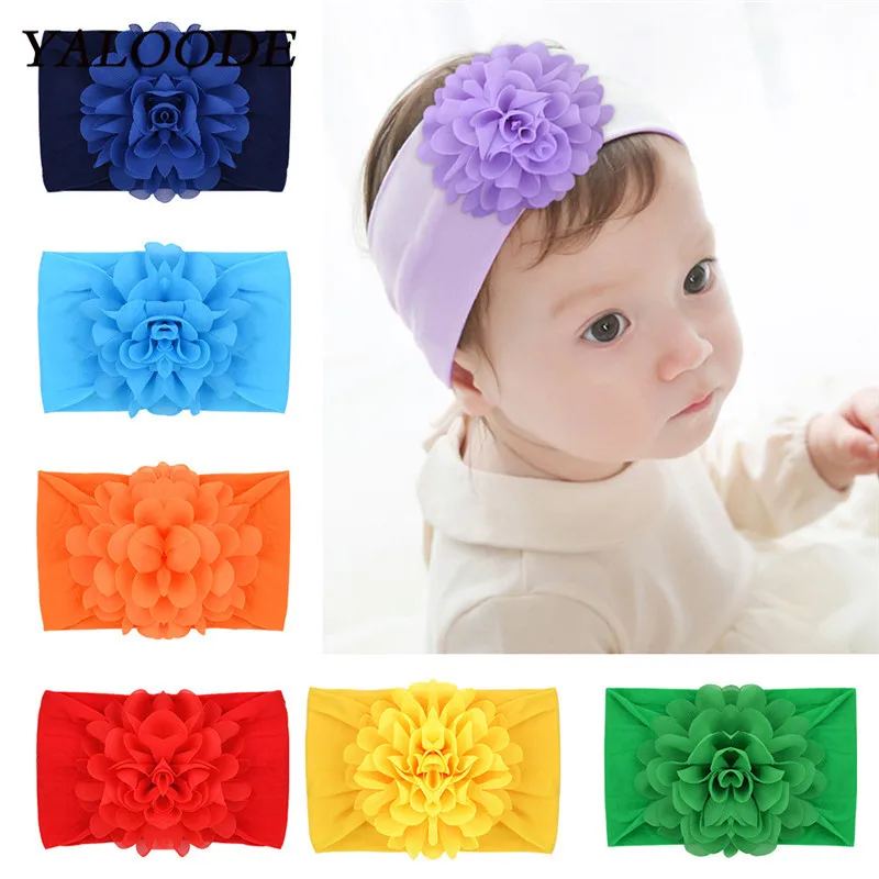

YALOODE New Baby Headband Flower Newborn Baby Girl Turban Infant Toddler Elastic Hair Band Haarband Baby Hair Accessories