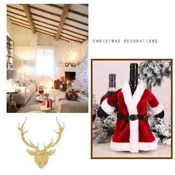

1pc Christmas Red Wine Bottle Covers Santa Claus Coat Tools Style Dinner Party Home Dress Table Champagne Cover Decoration X2D0