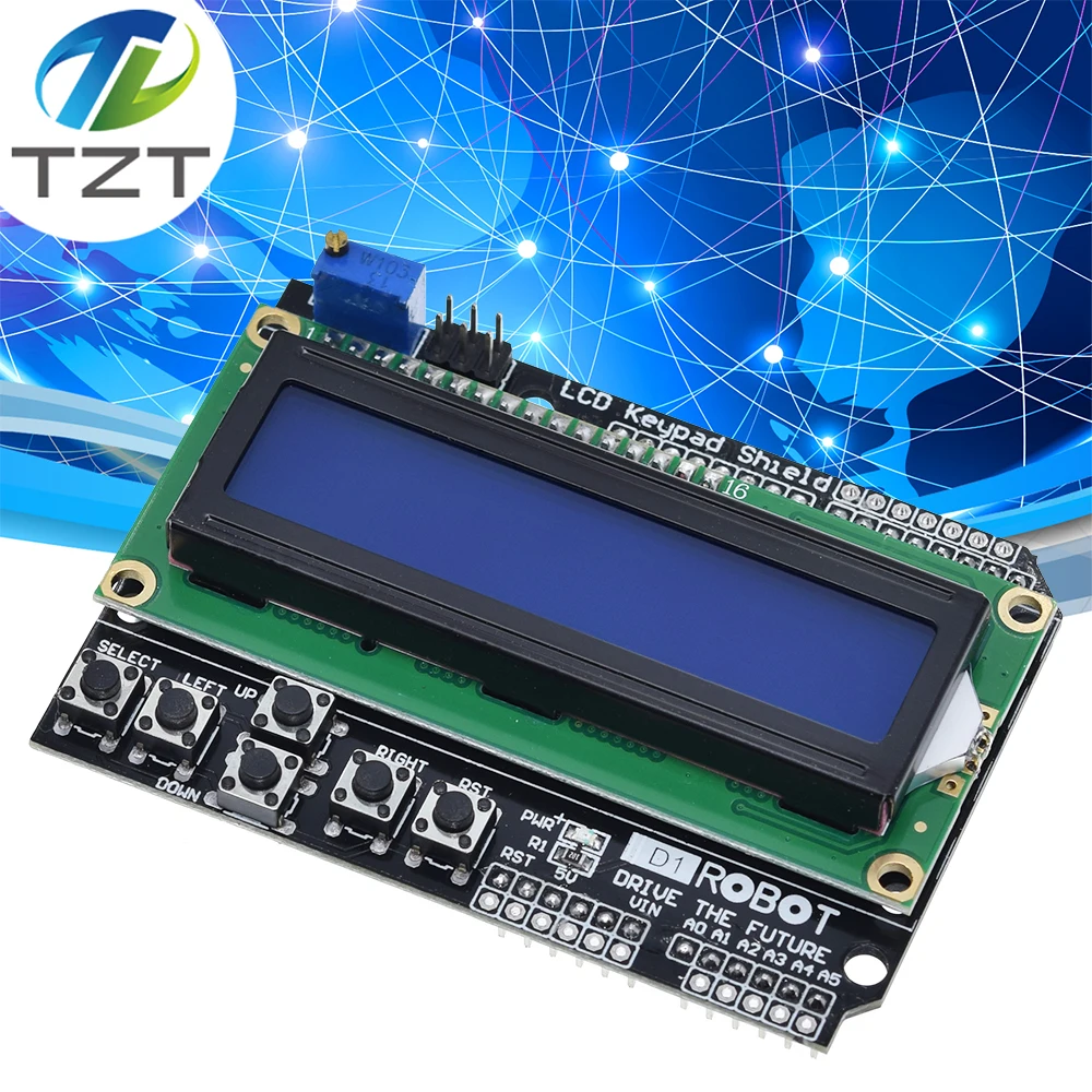 1602 Yellow Backlight  LCD Keypad Board Shield for Arduino LCD ATMEGA328 2560 W