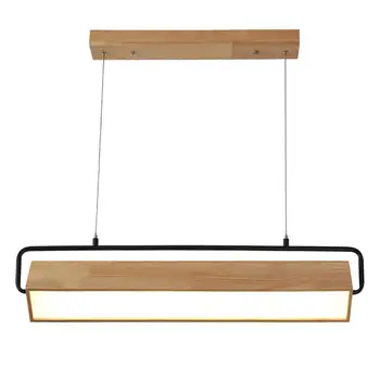 

Modern LED Long Strip Pendant Lights Office Creative Simple Nordic Solid Wood Dining Room Living Room Hall Lighting Long Strip