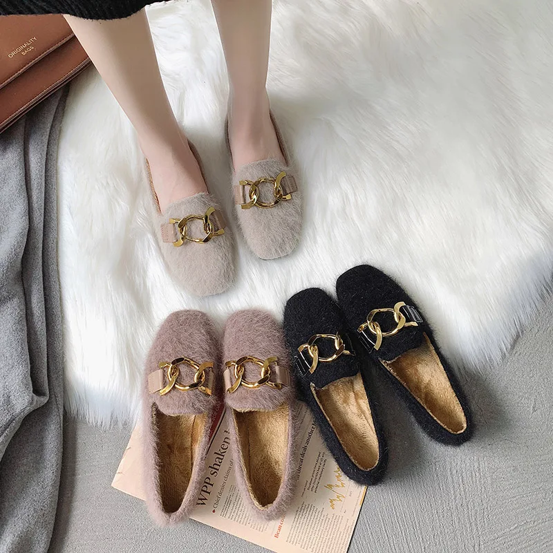 Женская обувь на плоской подошве с теплым мехом zapatos mujer женская повседневная