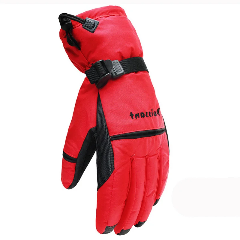 FAVSPORTS Зимние перчатки для велоспорта, ветрозащитные теплые флисовые перчатки для мужчин и женщин, мотоциклетные Зимние перчатки для катания на лыжах, спортивные велосипедные перчатки - Цвет: Красный