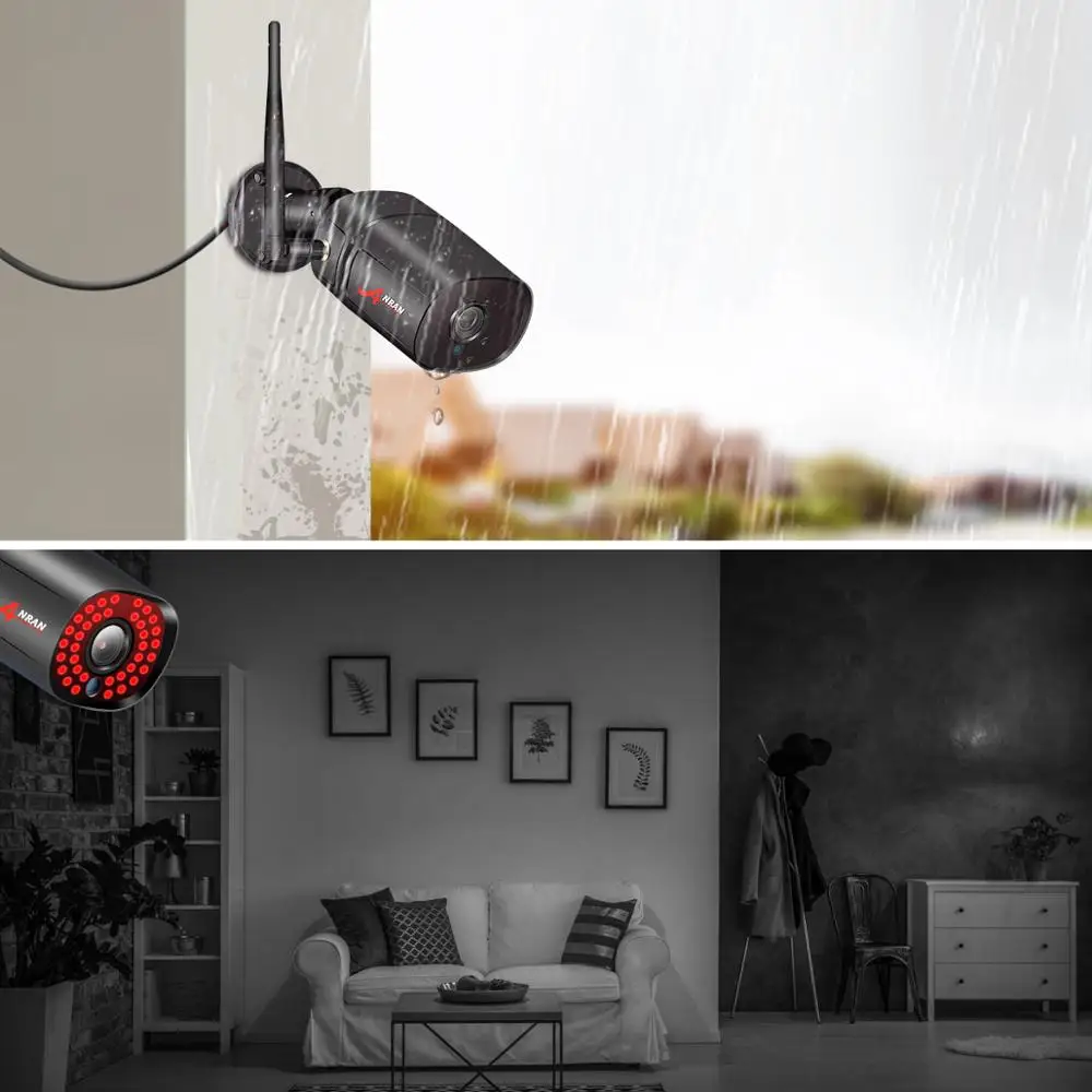 ANRAN 1080P ip-камера беспроводная камера безопасности наружная HD камера наблюдения ночного видения домашняя камера с Wi-Fi Металлическая Цилиндрическая камера видеонаблюдения