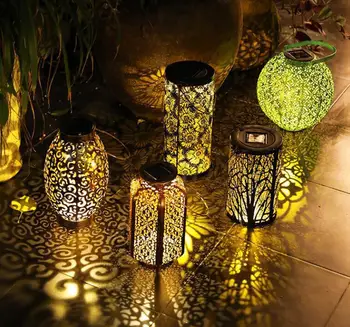 

Waterproof LED Lantern Outdoor Solar Street Lamp Metal Hanging Warm Light for Courtyard Party Walkway Garden Lawn Decor