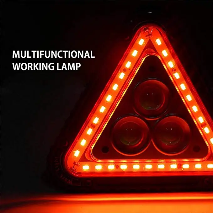 Треугольники сигнал светофора Портативный светодиодный рабочий свет автомобиля красный опасности Предупреждение Свет USB Перезаряжаемые складной 4 режима