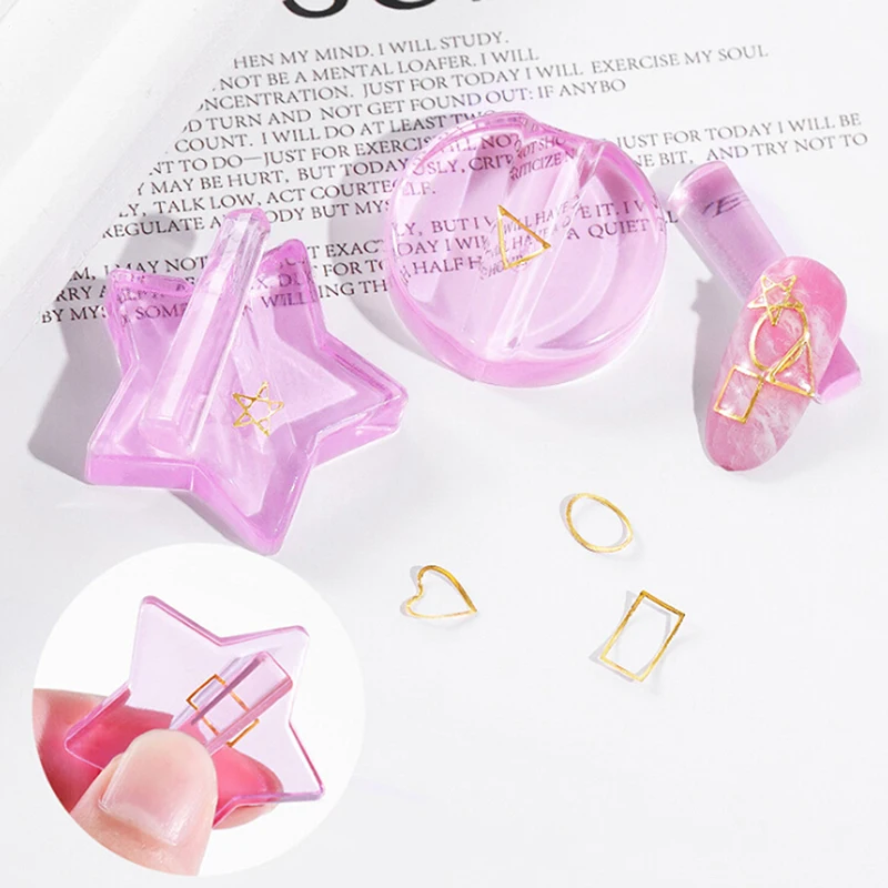 1set Star/Heart/Round/Square Nail Pressed Mold Acrylic Bend Curve Making Model Pressed Mold Equipment Nail Art Tools