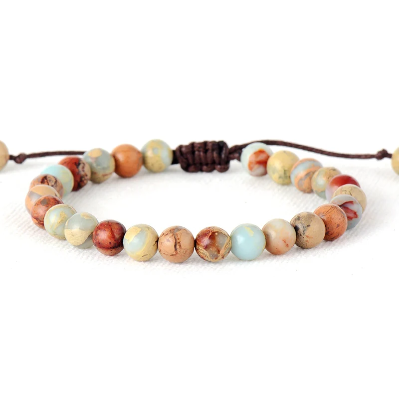 Designer Bracelets 6MM Natural Japser Strand Bracelets Bohemia Statement Bracelet Femme Jewelry - Image 2