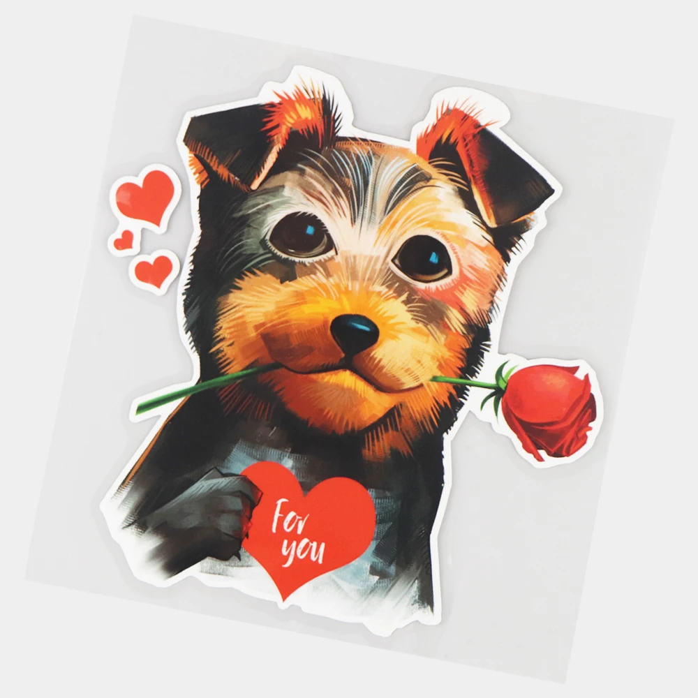 

JuYouHui Exterior Accessories Decal Dog with A Rose Funny Romantic Cartoon Vinyl Decals Decoration Body Car Stickers