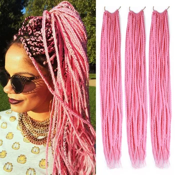 

Colored Box Braid Crotchet Braid 22Inch Ombre Synthetic Braiding Hair Extension 22Roots Rainbow Crochet Hair African Braids