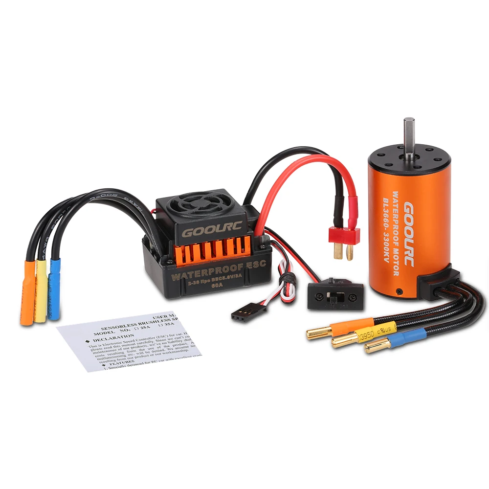  Upgrade Waterproof 3660 3300KV Brushless Motor with 60A ESC Combo Set for 110 RC Car Truck (10)