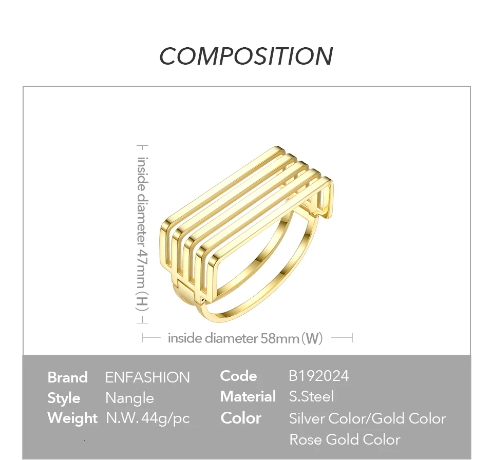 ENFASHION панковский многослойный браслет с несколькими рядами из нержавеющей стали золотого цвета, многослойный Браслет-манжета, браслеты для женщин, модное ювелирное изделие B2024