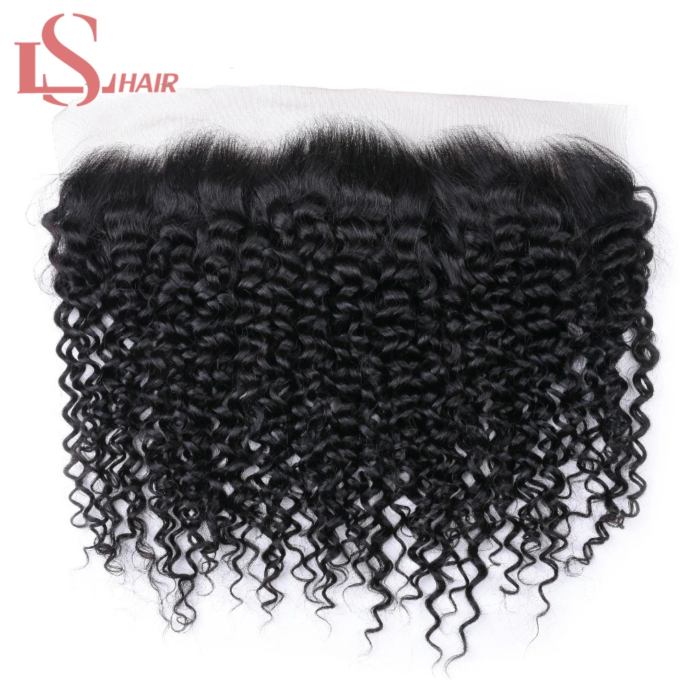 Kinky Curly Lace Frontal 13*4 Free Part Brazilian Hair Weave Human Closure Ear to Remy LS | Шиньоны и парики