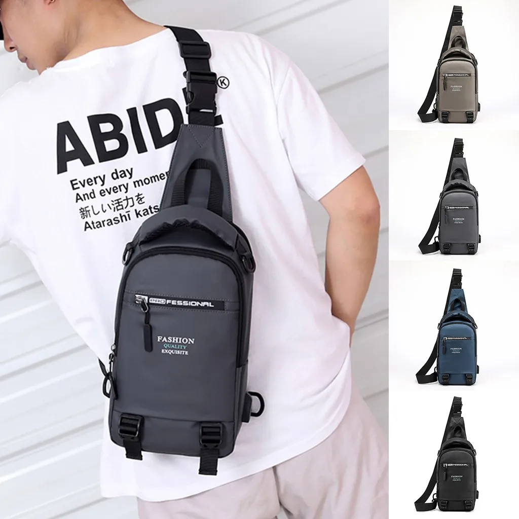

Men's Large Capacity Usb Charging Chest Bag Multi-Function Shoulder Bag Crossbody Waterproof Short Trip Chest Bag Pack *