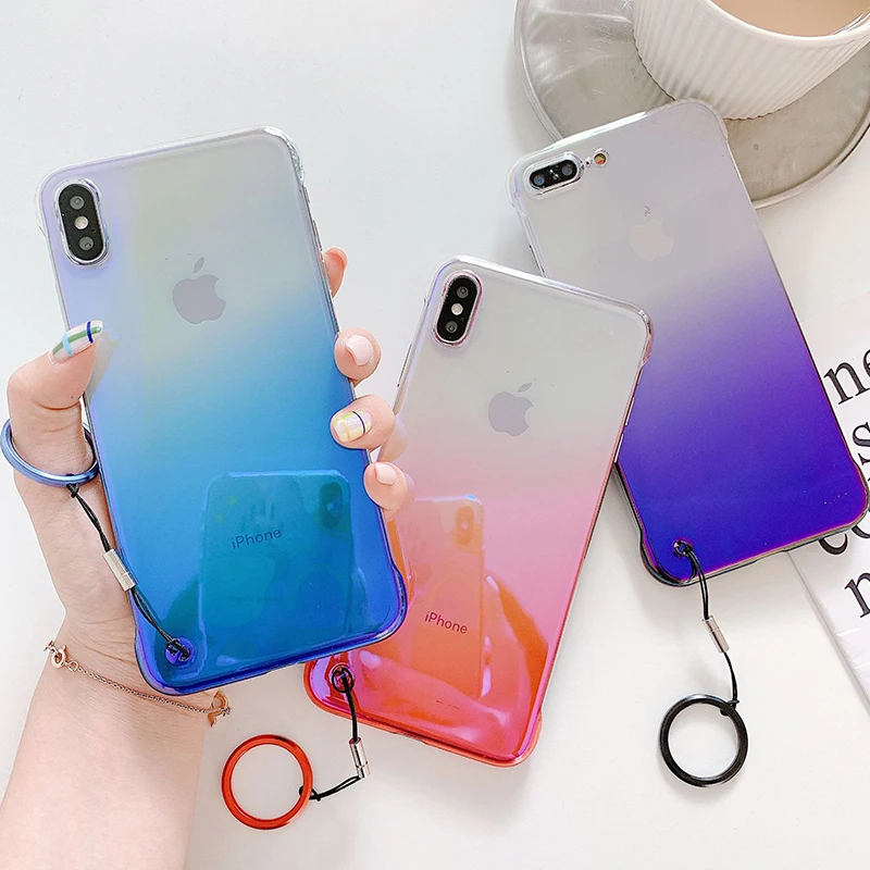 Простой градиентный цвет Ультратонкий чехол для телефона iPhone XR XS Max 6 6S 7 8 Plus X