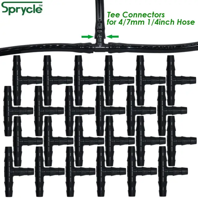 Sprycle 100-500Db 1/4 Hüvelykes Csatlakozó Ízületi Póló Öntöző Csepegtető Növények Kültéri Kerti Szerszámok 4 Mm/7 Mm-Es Cső Tömlőhöz - Image 2