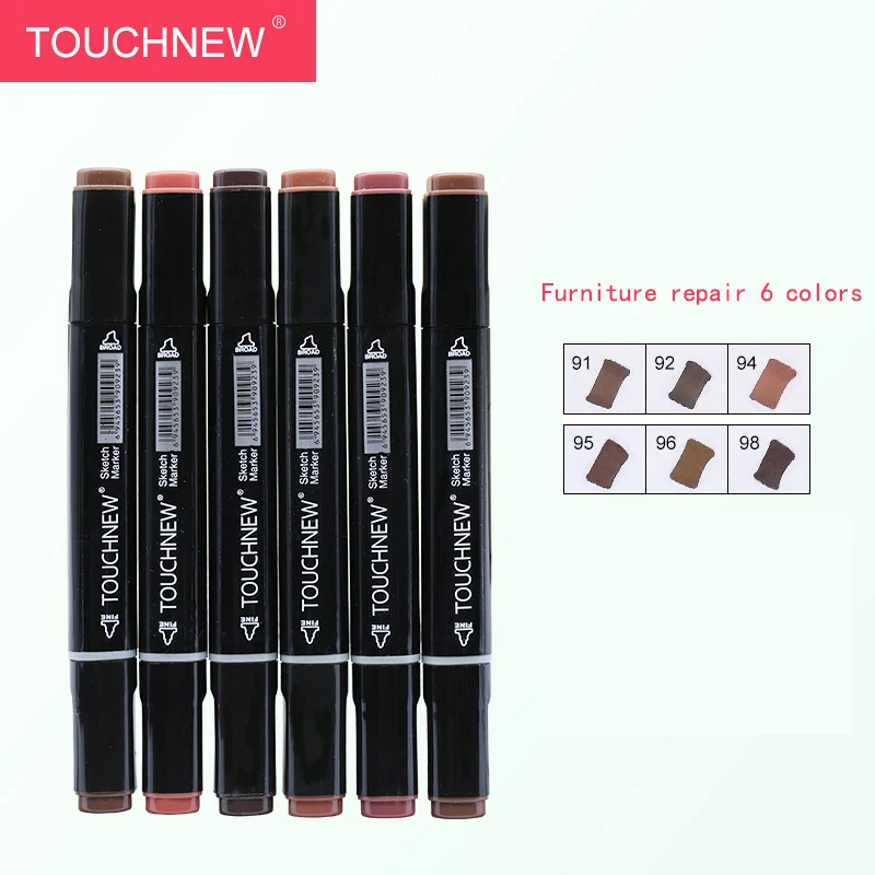 B6thRepair6colors TouchFIVE маркер ручка набор 40/60/80/168 Цвет анимация маркер для рисования с двумя головками рисунок художественная кисть ручки на спиртовой основе с 6 подарки - Цвет: B6thRepair6colors