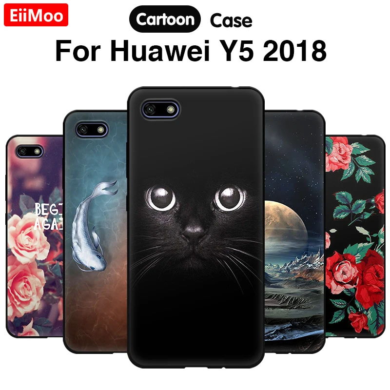 EiiMoo Силиконовая задняя крышка для Huawei Y5 Lite чехол Мягкий ТПУ черный телефона Prime 2018