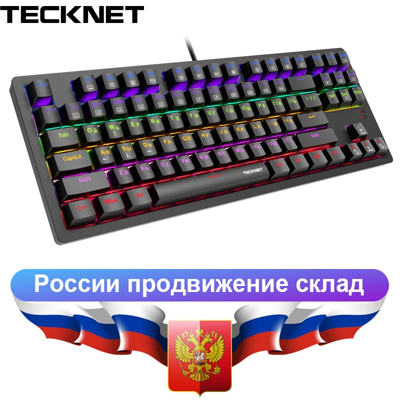 Игровая механическая клавиатура TeckNet 88 клавиш синие переключатели защита от